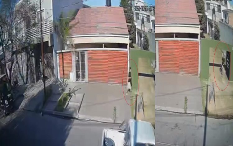 En tiempo récord robó un reflector y escapó con total impunidad a plena luz del día en La Banda