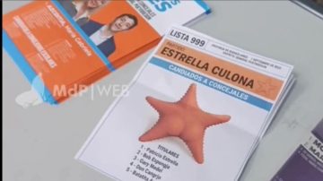 Una gigantografía de Pablo Grillo y boletas de la “estrella culona” y “Tralalero tralala” en los comicios en PBA