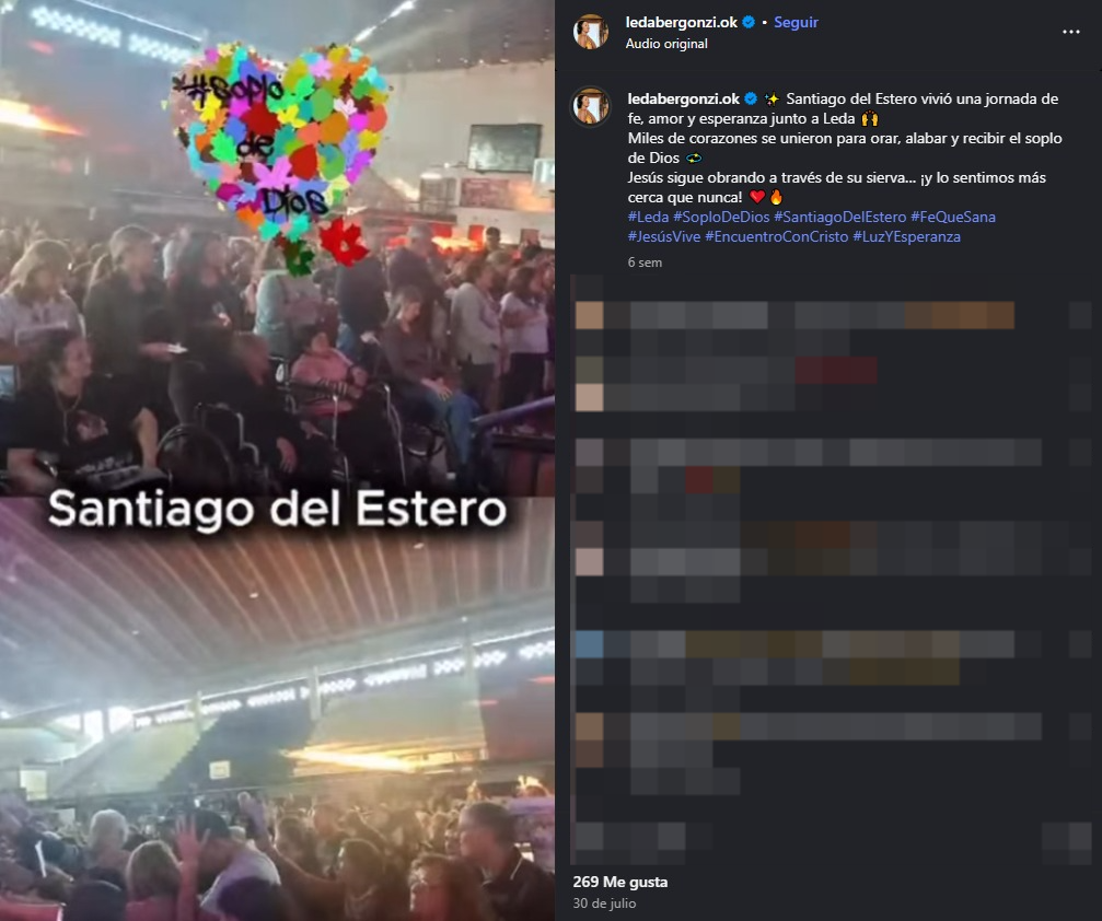 Reel publicado por Leda cuando vino a Santiago del Estero en julio