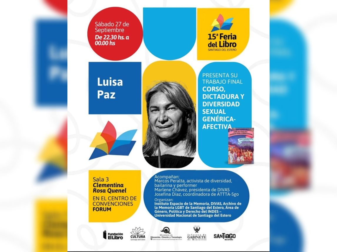 Luisa Paz presentará “Corso, dictadura y diversidad sexual-genérica-afectiva” en la Feria del Libro