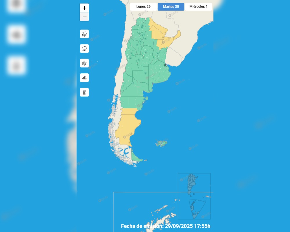 El SMN emitió un aviso por lluvias intensas y ráfagas en el este provincial