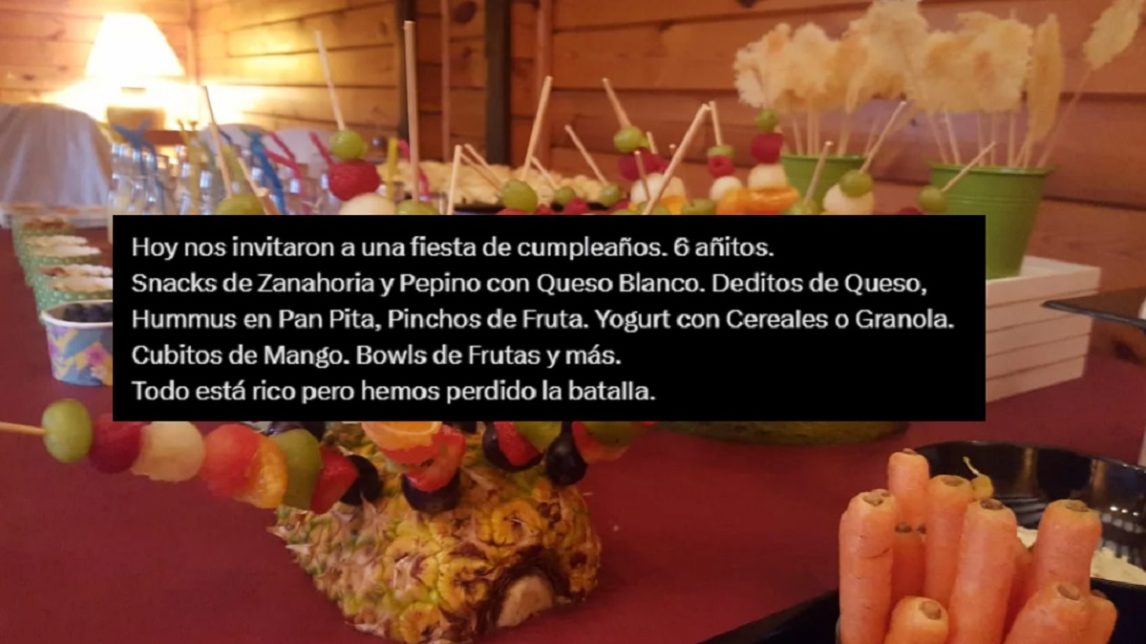 “Hemos perdido la batalla”, la queja viral por un cumpleaños infantil con menú saludable