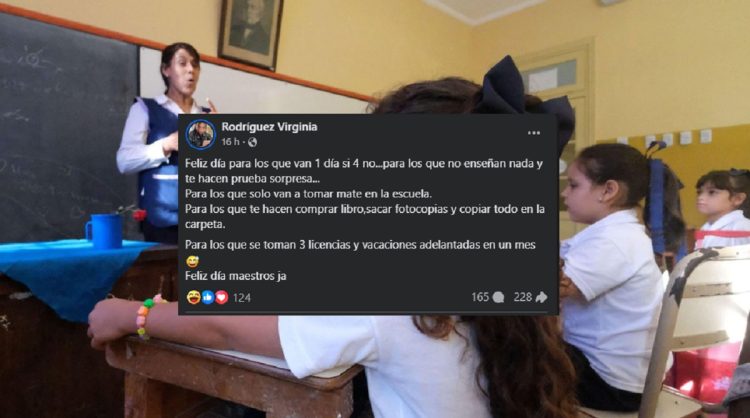 “Feliz día para los que van 1 día si y 4 no”, la publicación por el Día del Maestro que desató un fuerte debate en redes