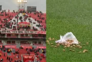 Clima caliente en Independiente: hinchas protestaron con banderas, silbidos y hasta comida de perro