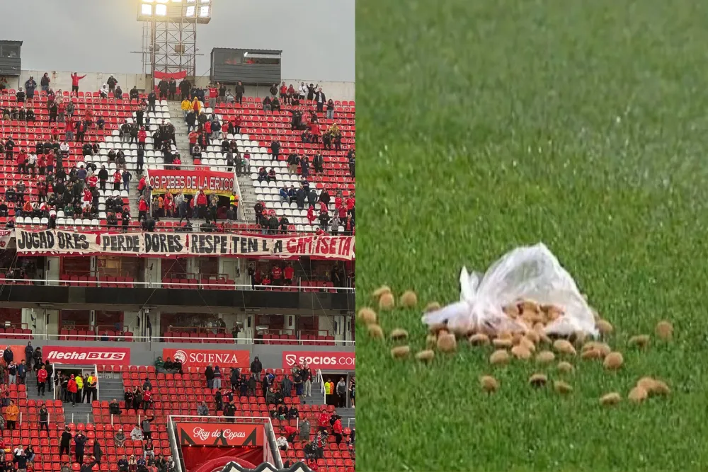 Clima caliente en Independiente: hinchas protestaron con banderas, silbidos y hasta comida de perro
