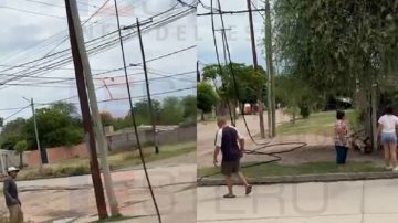 La Banda: Trepó un poste de luz para robar cables y todo quedó grabado