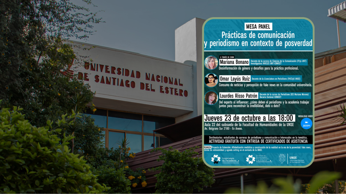 Invitan a una mesa panel sobre prácticas de comunicación y periodismo en la era de la posverdad en la UNSE