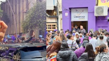 Milei llegó eufórico a la sede de La Libertad Avanza en Santiago del Estero