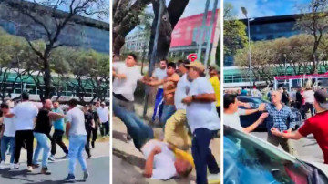 VIDEO | Violenta pelea entre taxistas y choferes de apps frente a Aeroparque: “Vamos enfrente a mano”