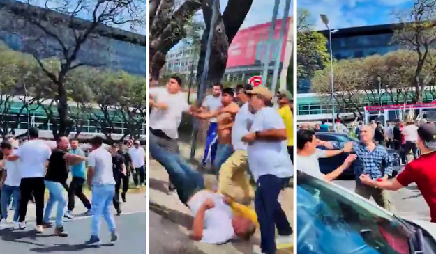 VIDEO | Violenta pelea entre taxistas y choferes de apps frente a Aeroparque: “Vamos enfrente a mano”