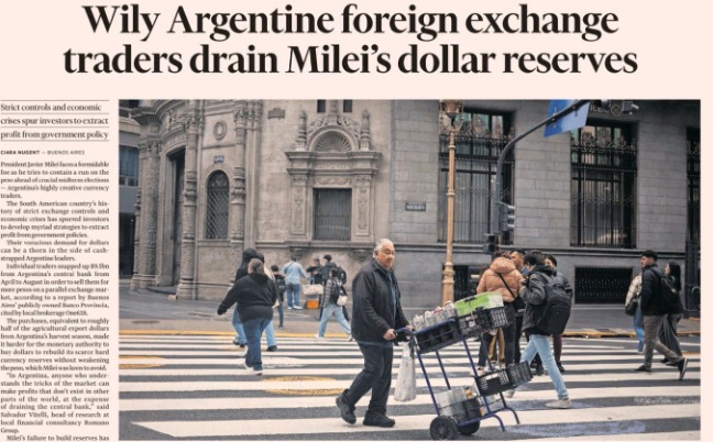 La contundente tapa del Financial Times sobre Argentina: “Están vaciando las reservas en dólares”