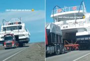 Insólito: un automovilista se cruzó con un barco en plena Ruta 40