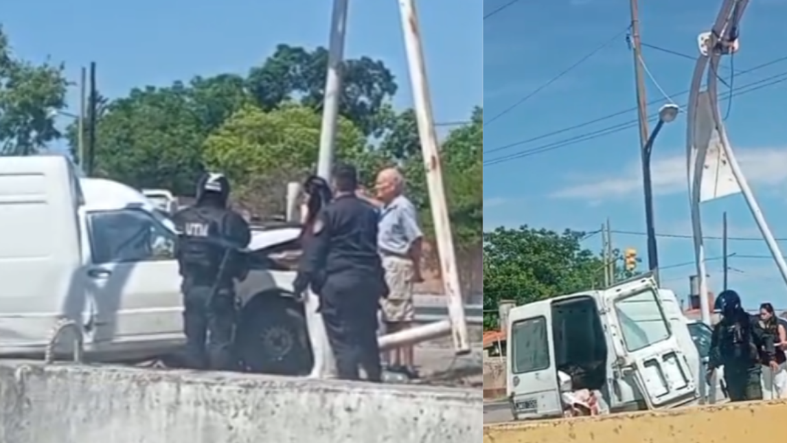 Un utilitario se estrelló contra un semáforo en avenida Leopoldo Lugones