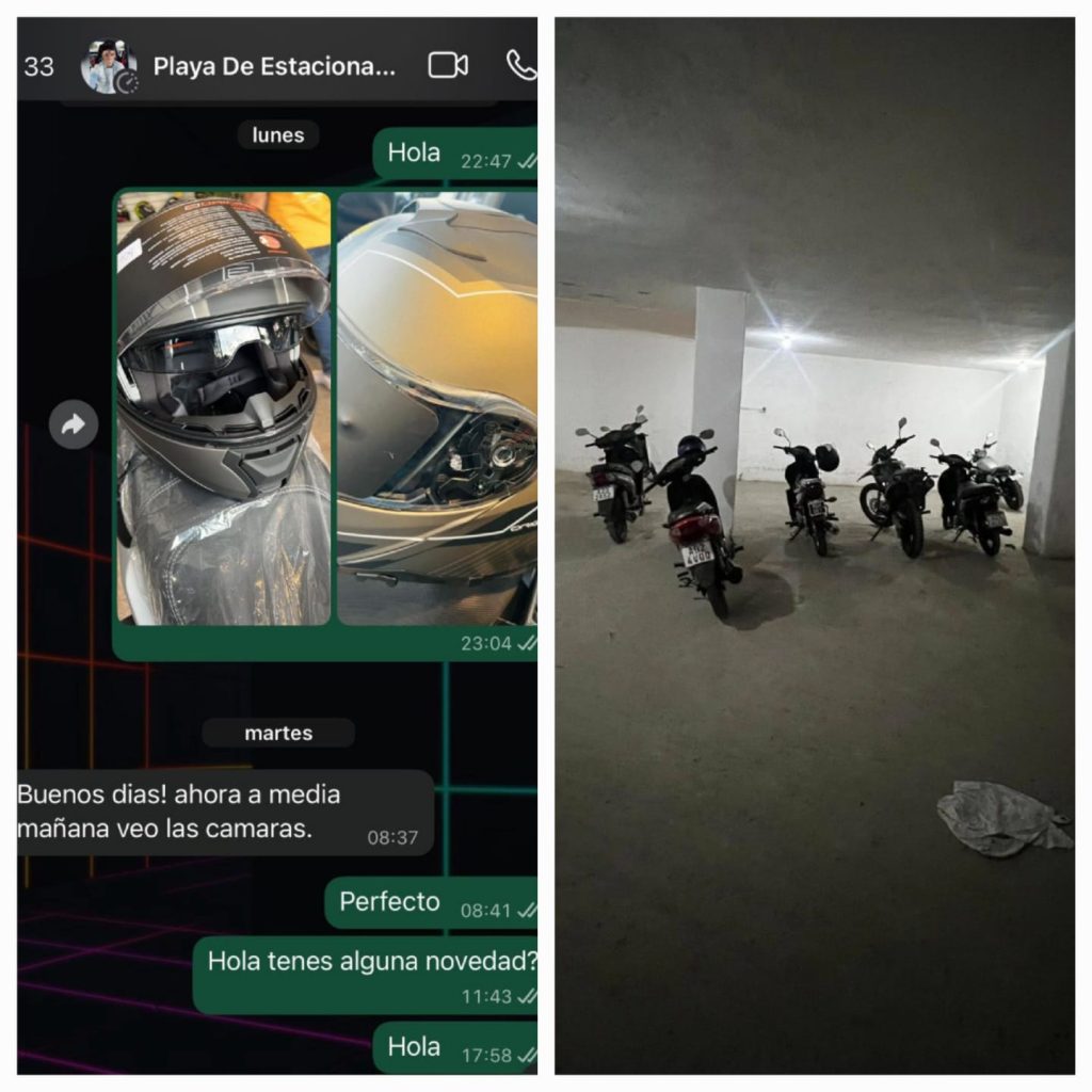 Su casco “desapareció” en un estacionamiento céntrico: Le reclamó al dueño y este la denunció