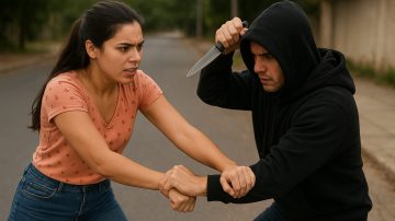 Una joven valiente forcejeó con un indigente armado con un cuchillo y evitó que le robara el celular