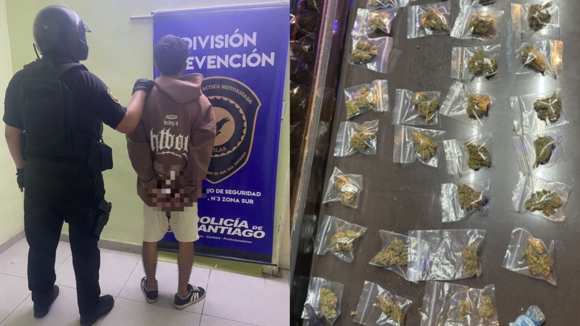 Narcomenudeo: detienen a un joven que tenía un bolso con 43 envoltorios de marihuana