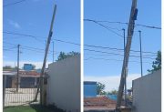 B° El Rincón: Vecinos temen la caída de un poste que pende de un cable