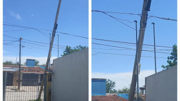 B° El Rincón: Vecinos temen la caída de un poste que pende de un cable