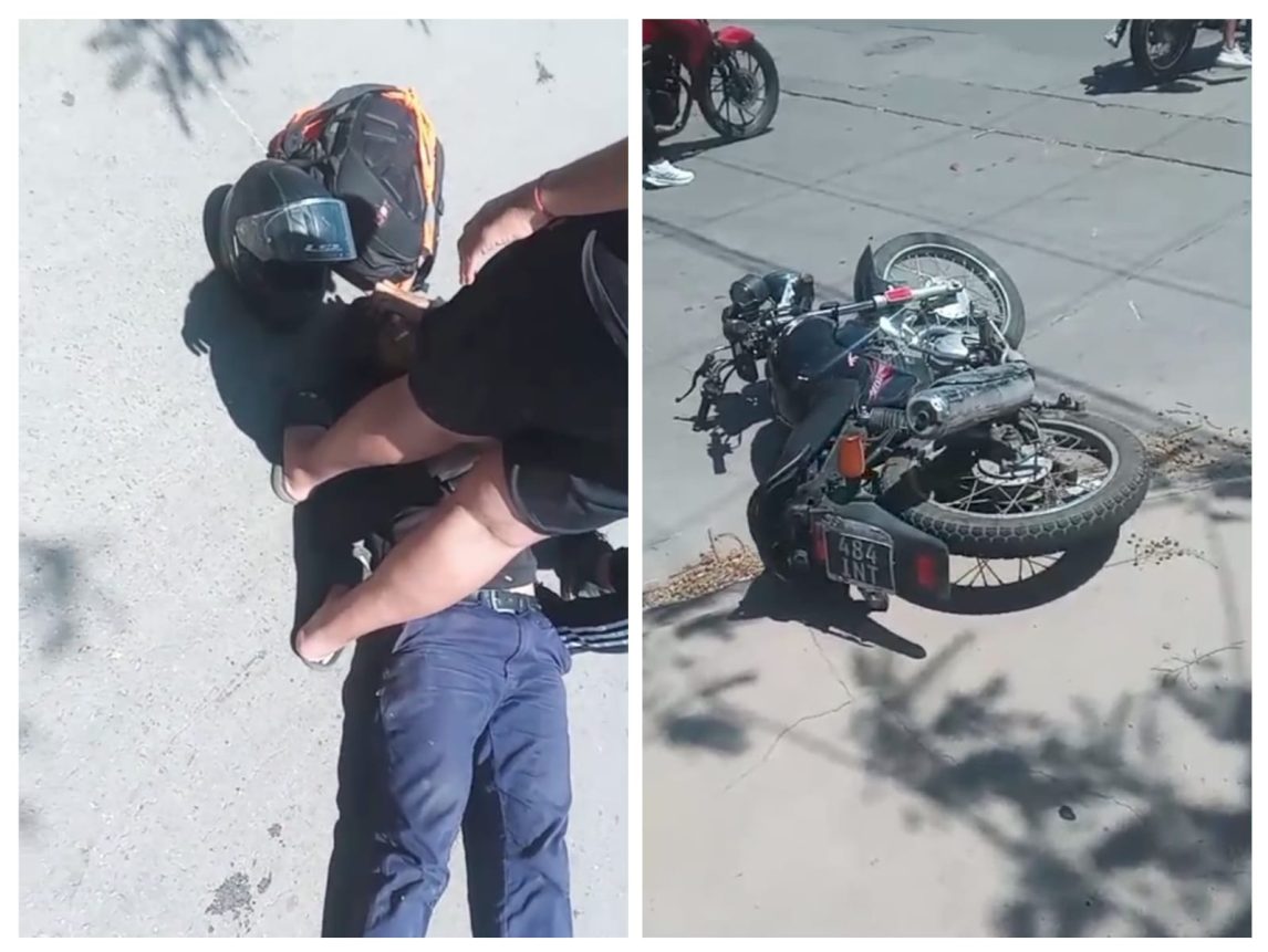 Dos motociclistas quedaron tendidos en el suelo tras violento accidente en Avenida Aguirre