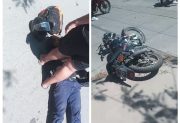 Dos motociclistas quedaron tendidos en el suelo tras violento accidente en Avenida Aguirre