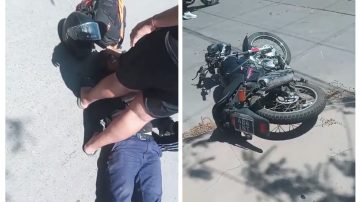 Dos motociclistas quedaron tendidos en el suelo tras violento accidente en Avenida Aguirre