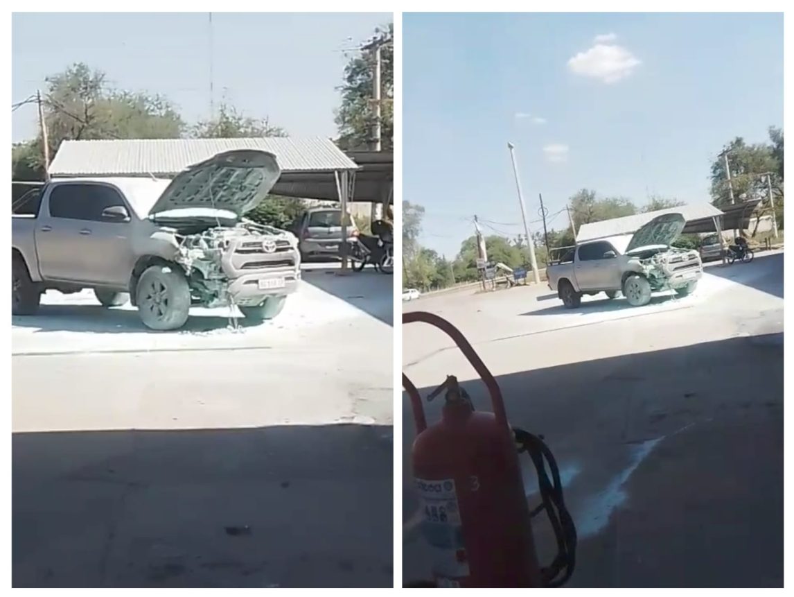 Peligro: Una camioneta se incendió en frente de una estación de servicio