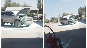 Peligro: Una camioneta se incendió en frente de una estación de servicio