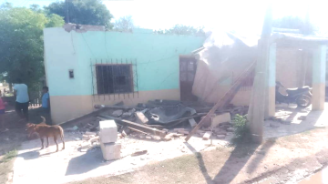 Animales sueltos: dos caballos embistieron y derrumbaron parte de una casa en Monte Quemado