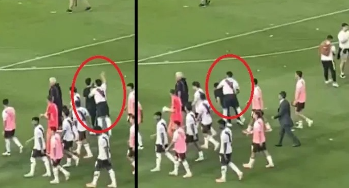 Video: la trompada de Maxi Salas a un joven que grababa la salida de River de la cancha