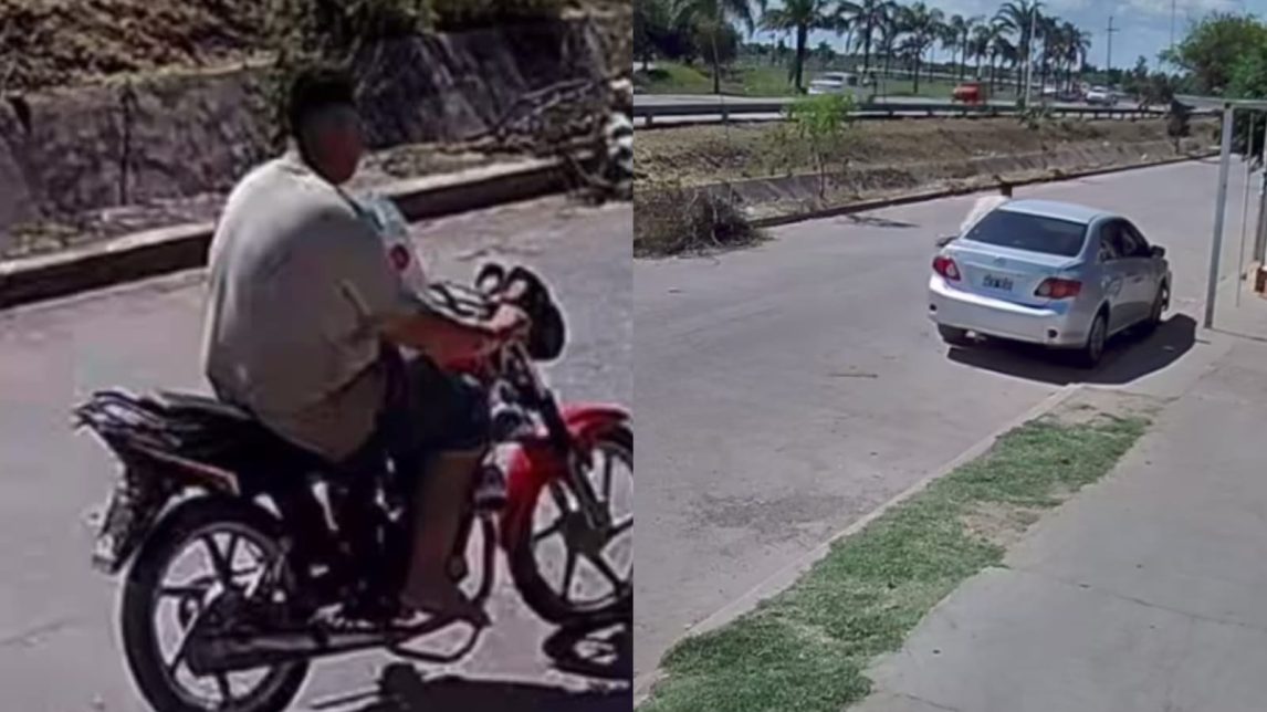 Vecino denunció que un motociclista chocó su auto estacionado destrozando un espejo retrovisor