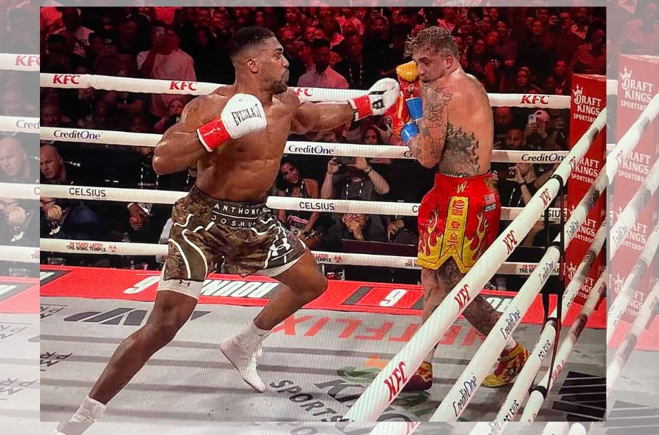 Anthony Joshua le fracturó la mandíbula a Jake Paul y le dio una lección de boxeo
