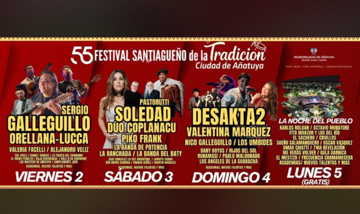 Cartelera de lujo para el Festival de la Tradición con shows de Sergio Galleguillo y Soledad Pastorutti