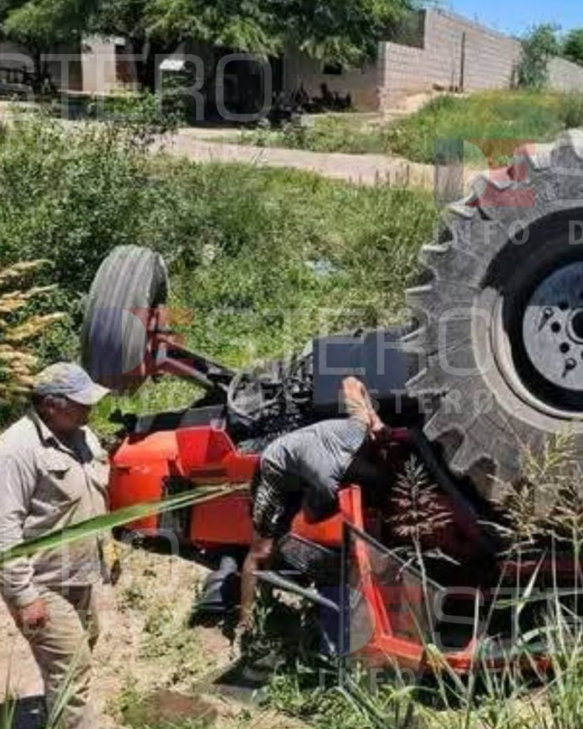 IMPACTANTE | Un tractor cayó dentro de una alcantarilla y su conductor se salvó de milagro