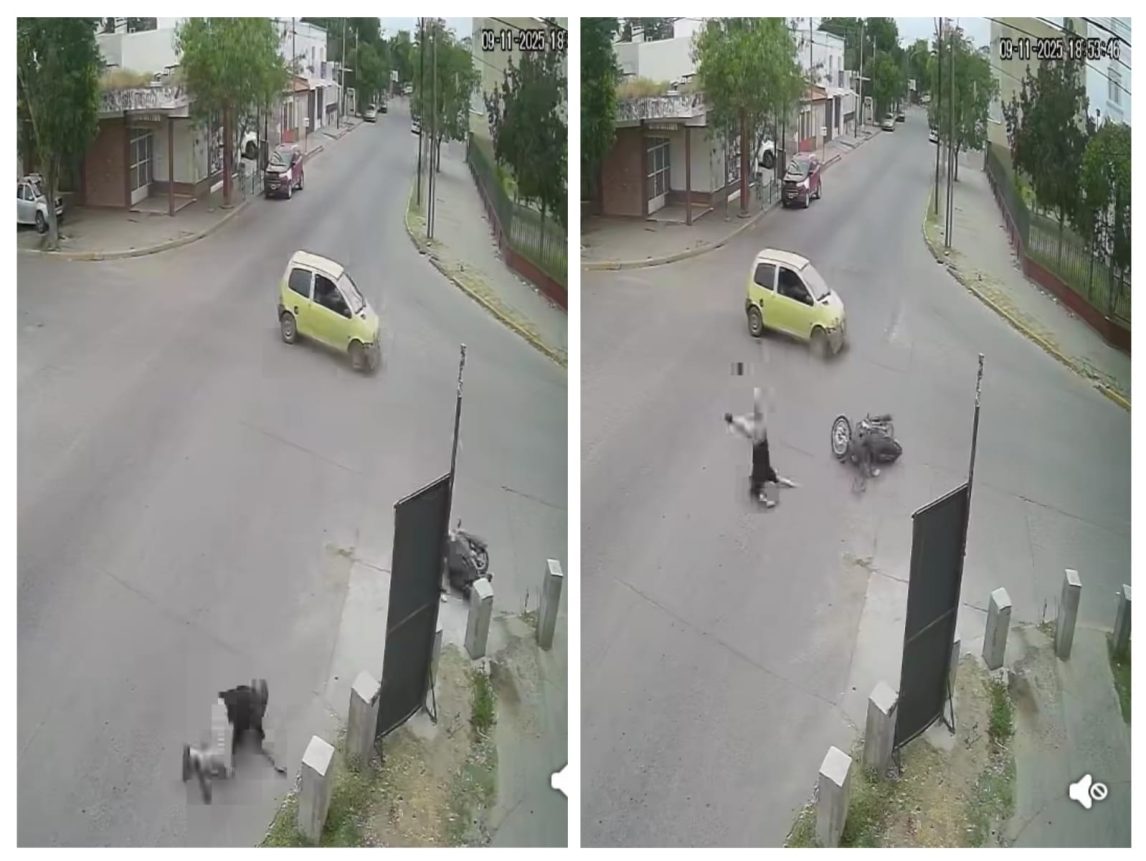 VIDEO | Impactante accidente: Un moto voló por el aire al chocar con un auto