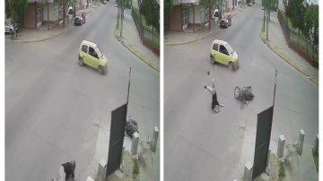 VIDEO | Impactante accidente: Un moto voló por el aire al chocar con un auto