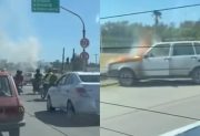 Caos en la autopista por el voraz incendio de un auto