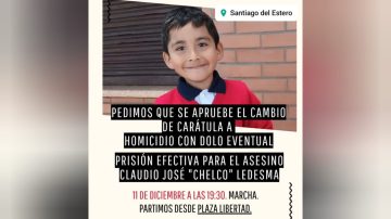 Convocan a una marcha para pedir justicia por Fede, el niño que murió tras ser atropellado por un conductor ebrio