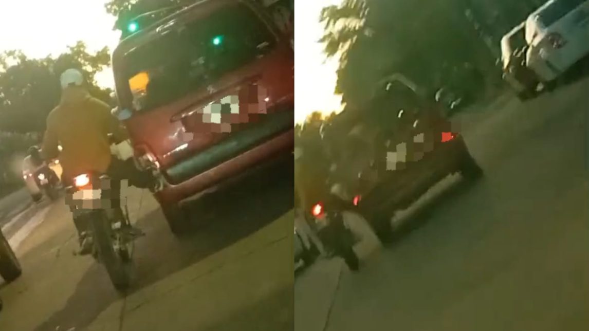 VIDEO | Filman a una peligrosa maniobra realizada entre conductores de una moto y un utilitario