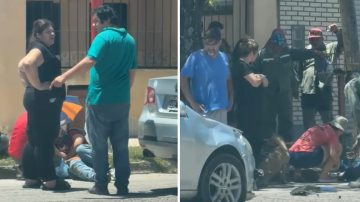 VIDEO | Brutal choque entre una moto y un auto dejó dos heridos