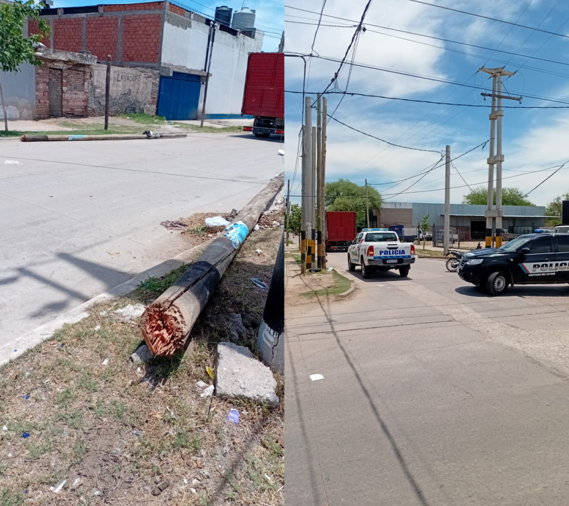 Un camión se “llevó puesto” el cableado y volteó tres postes: Vecinos quedaron sin luz e internet
