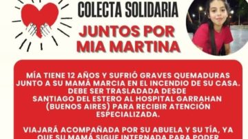 Solidaridad: piden colaboración para la pequeña que sufrió quemaduras en el incendio de su casa en Parque del Río 3
