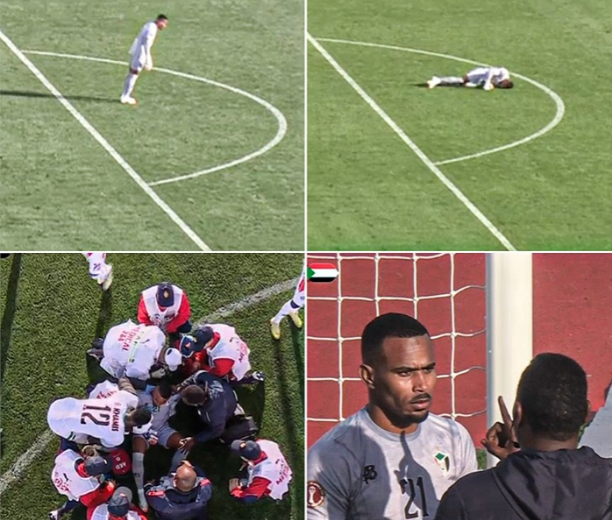 Tremendo susto en la Copa Africana: se desplomó el arquero se Sudán en pleno partido