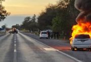 Un impresionante incendio causó pánico en la Ruta 34: el conductor de un auto se salvó de milagro
