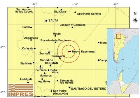 Sismo de 3.9 grados en Nueva Esperanza; se sintió en otras tres provincias del norte