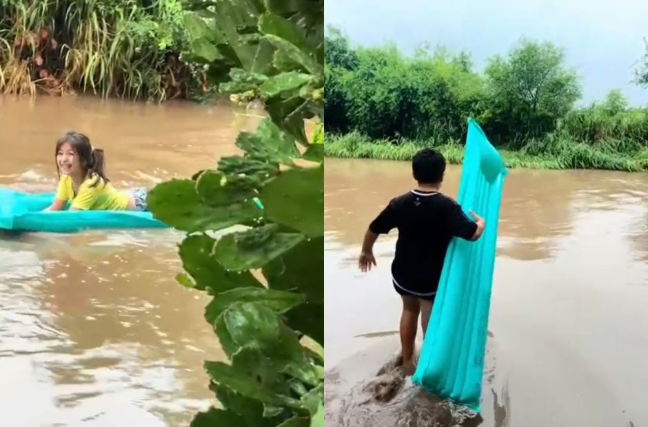 La ingeniosa aventura de dos niños en las calles inundadas de El Arenal