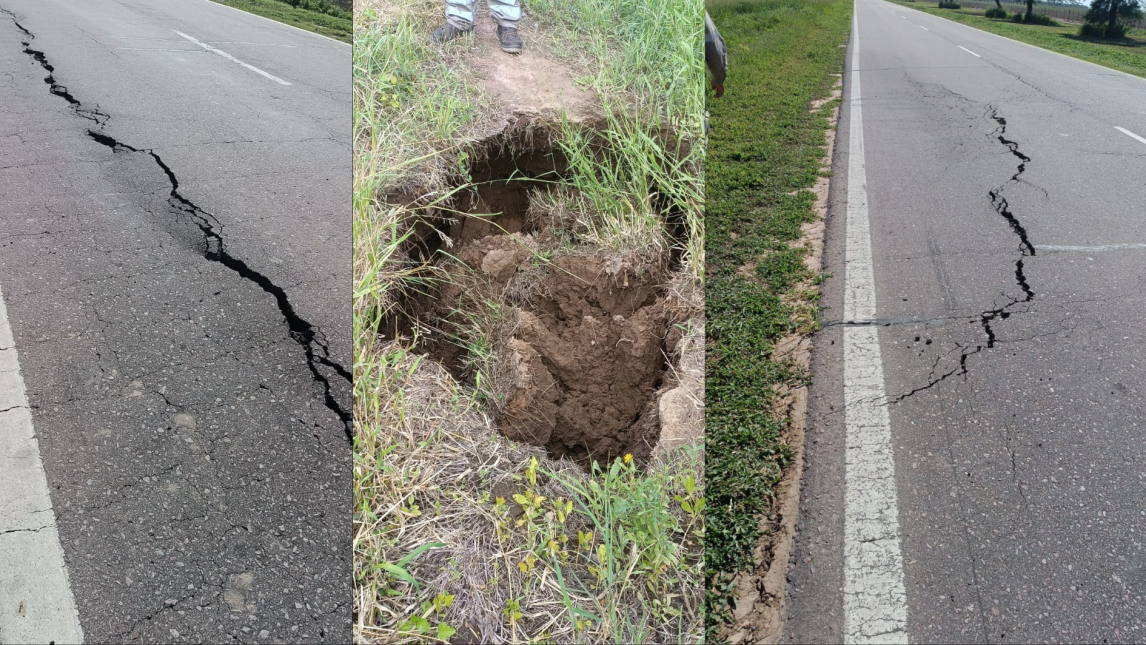 Quimilí – Yuchán: la ruta 89 se agrietó por las lluvias y piden circular con precaución
