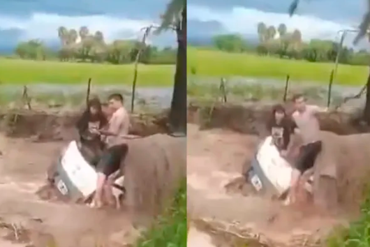 VIDEO | El dramático rescate de una pareja que quedó atrapada en una inundación en Salta