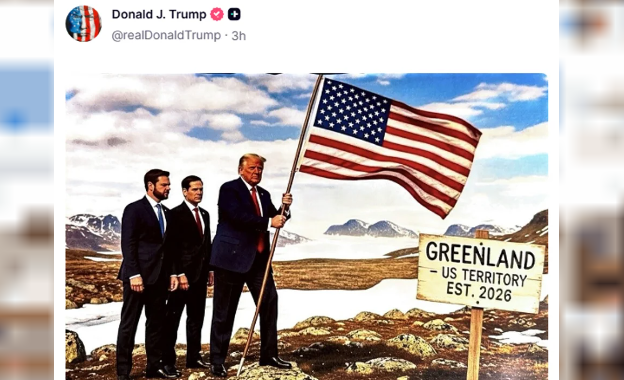 Escala la tensión: Trump publicó una imagen suya poniendo la bandera de Estados Unidos en Groenlandia