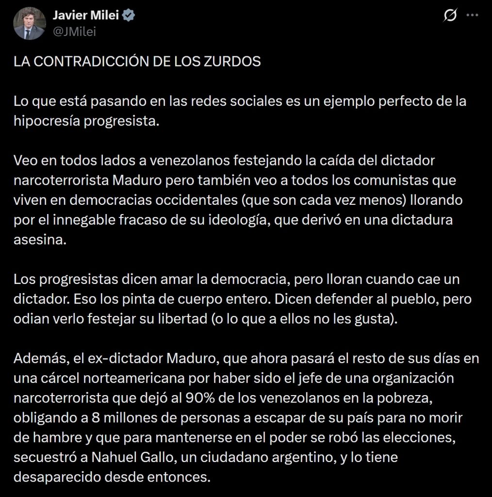 Fragmento del texto en X