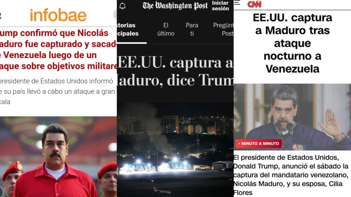 Así reflejan los portales del mundo el ataque de EE.UU. a Venezuela y la detención de Nicolás Maduro